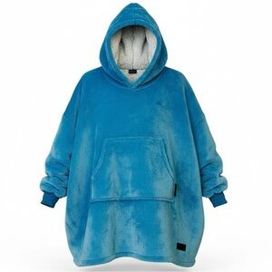 Catalonia Unisex Blue Oversized Sherpa Fleece Blanket Hooded Sweatshirt Size OS